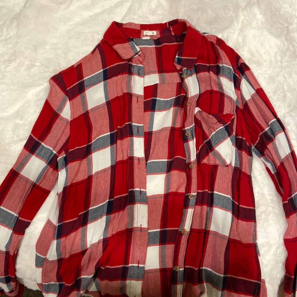 small red flannel from garage